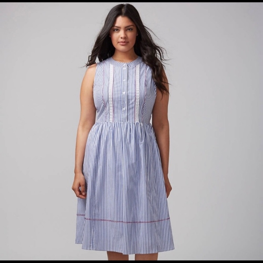 Lane Bryant Seersucker Sleeveless Dress - Size 28.